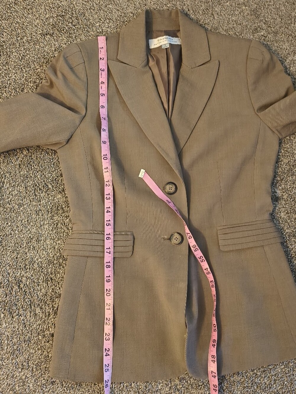 Tahari Arthur S Levine  Brown Two-Button Structured Blazer Jacket Size 4 - Picture 6 of 7